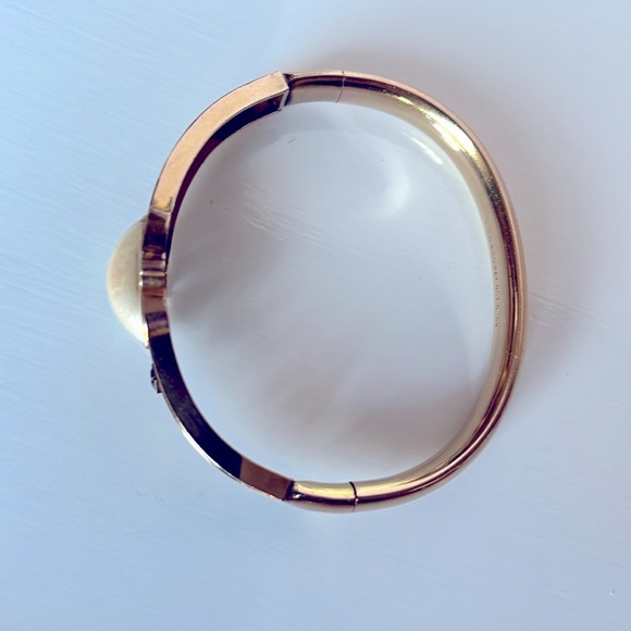 Antique Edwardian Gold Tone Glass Purple Pearl Stone Bangle Bracelet S.O.B & CO - Picture 10 of 15